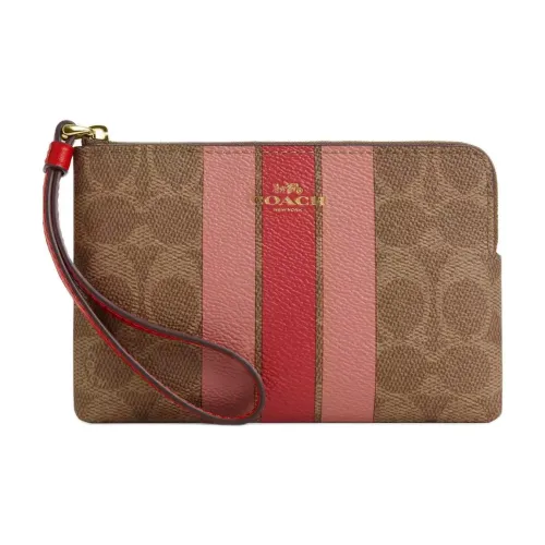 COACH Leather Clutch Women's Brown & Multicolor