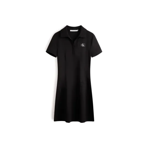 CALVIN KLEIN SS24 Series Short Sleeved Dress Women's Space Black