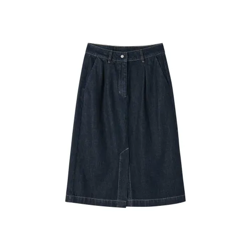 Skechers Yazhuan Series Denim Long Skirts Women's Dark Blue