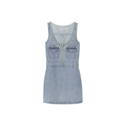 Self portrait Rhinestone embellished Denim Minidress