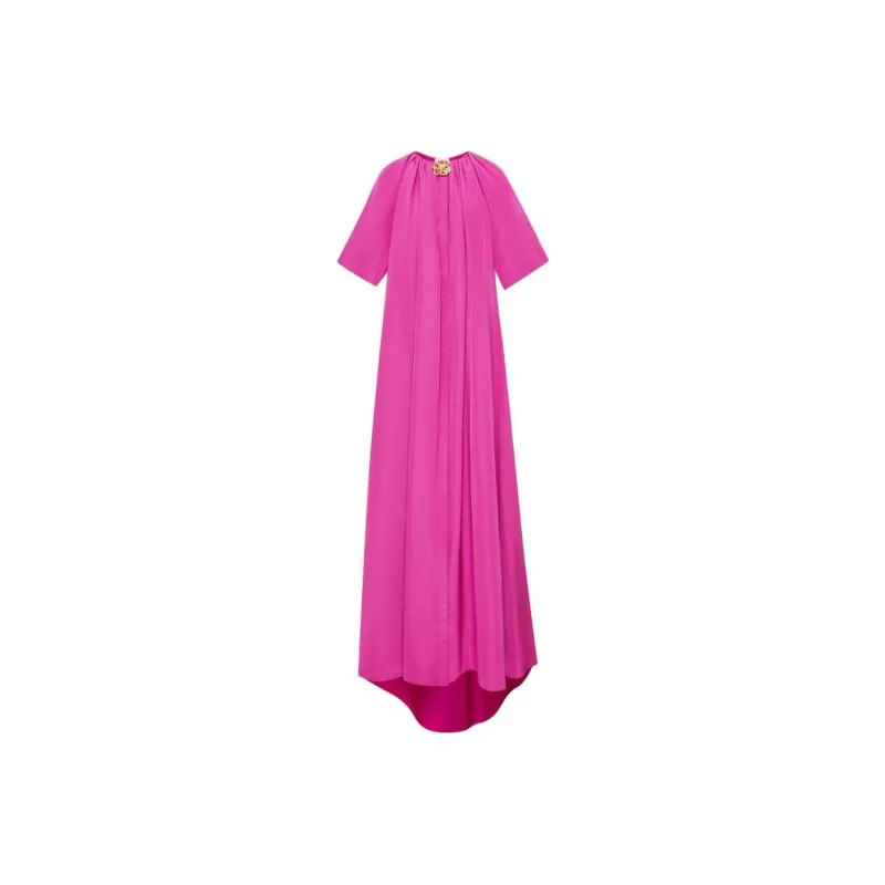 OSCAR DE LA RENTA Floral-button Faille Kaftan Maxi Dress-0
