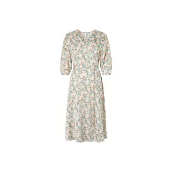 JZ Juzui Long-Sleeved Dresses Women's Floral Orange Yellow