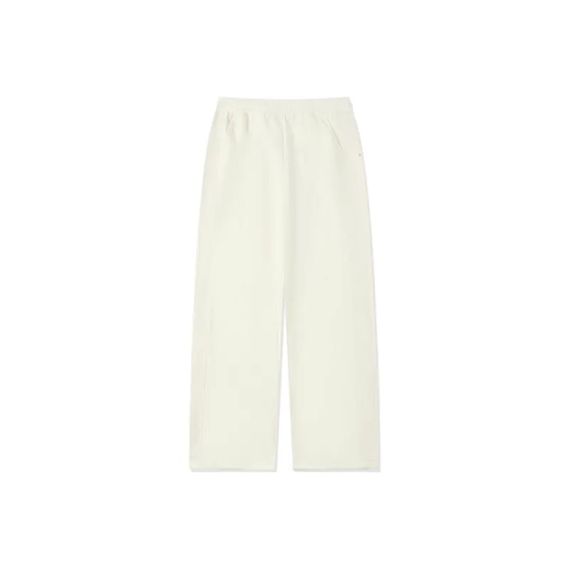 QIAODAN Knitted Sweatpants Women's Flowing Cloud White-0