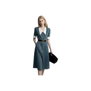 Dme Short Sleeved Dresses Women's Light Denim Blue