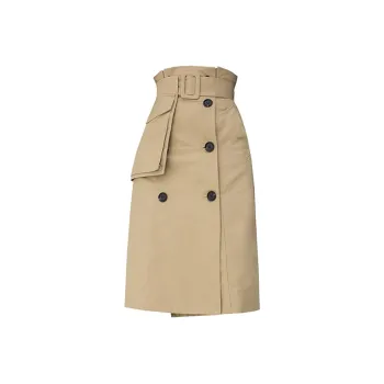 SOON FLOWER Casual Long Skirts Fall Women's Khaki