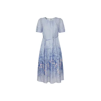 JZ. ANNAKRO Short Sleeved Dress Women's Flower Violet Blue