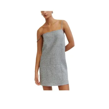 REFORMATION Aubree Linen Dress Slip Dresses Women's Slate Color