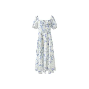 3COLOUR Short Sleeved Dress Women's Sky Blue Floral