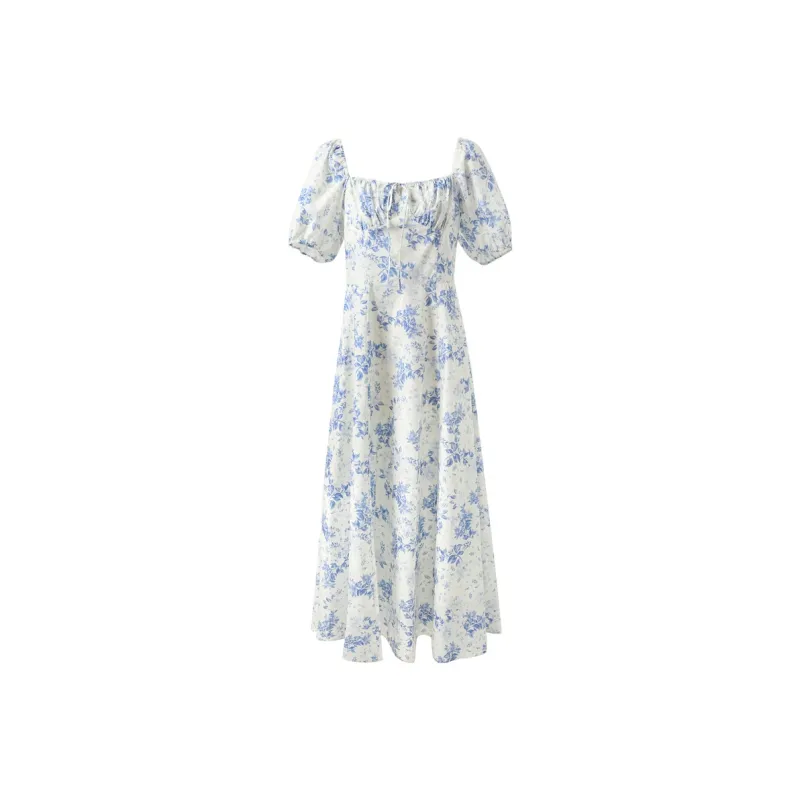 3COLOUR Short Sleeved Dress Women's Sky Blue Floral-0