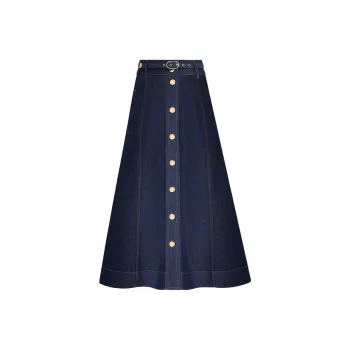 Zimmermann SS25 Denim Long Skirt Women's Ink Blue