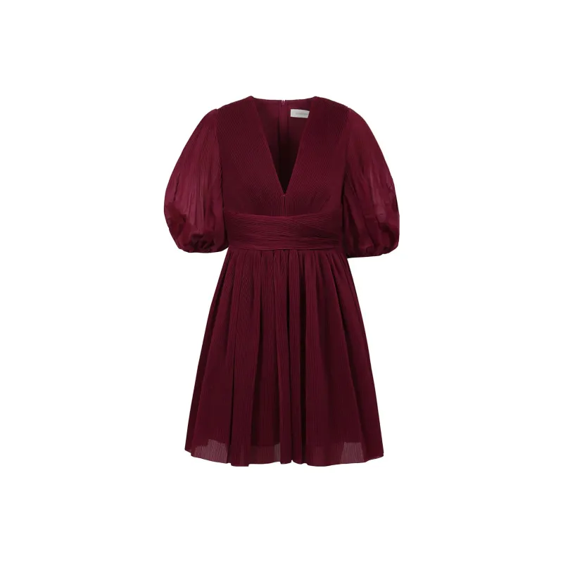 Zimmermann Puff-sleeves Plissé Minidress-0