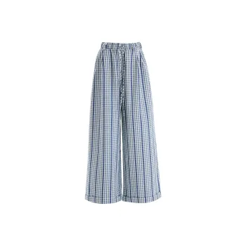 YINLEI Jeans Women's Blue Plaid