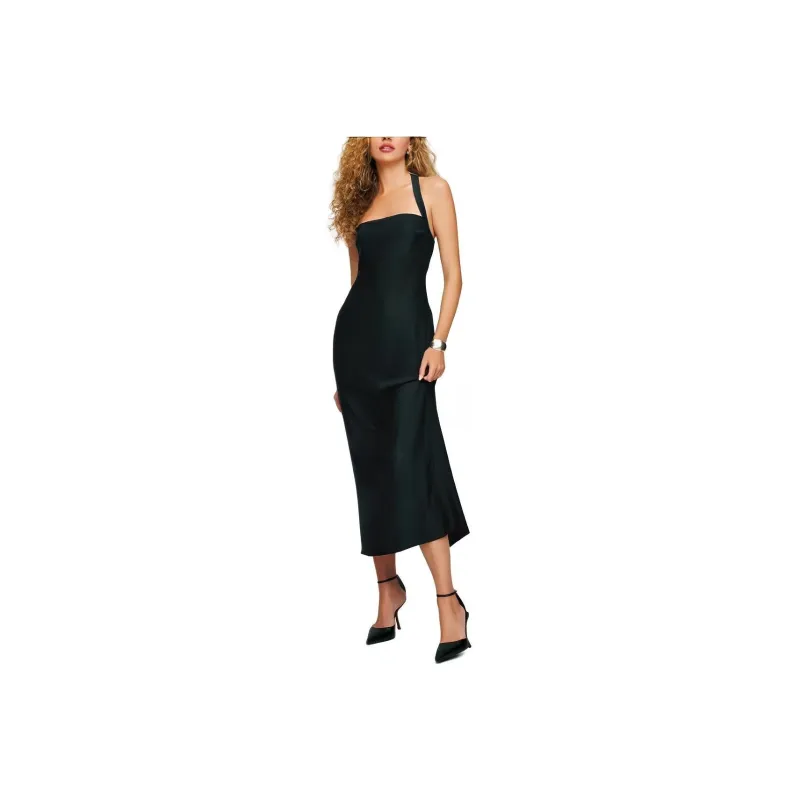 REFORMATION Alli Silk Dress Sleeveless Dress Women's Black-0