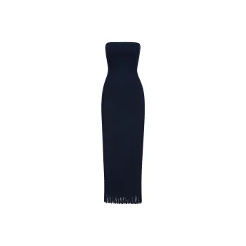 Oscar De La Renta Strapless Tweed Midi Dress