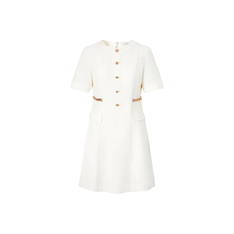 JZ Juzui Short Sleeved Dress Women's Ecru-0