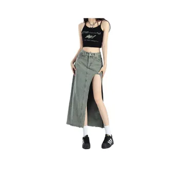 The New Age Family Denim Long Skirt Women's Vintage Blue