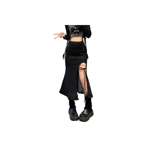 FASTFISH Denim Long Skirt Women's