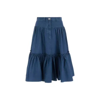 Valentino Denim Long Skirts Women's Indigo