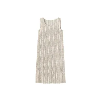 Cubic Sleeveless Dresses Women's Beige