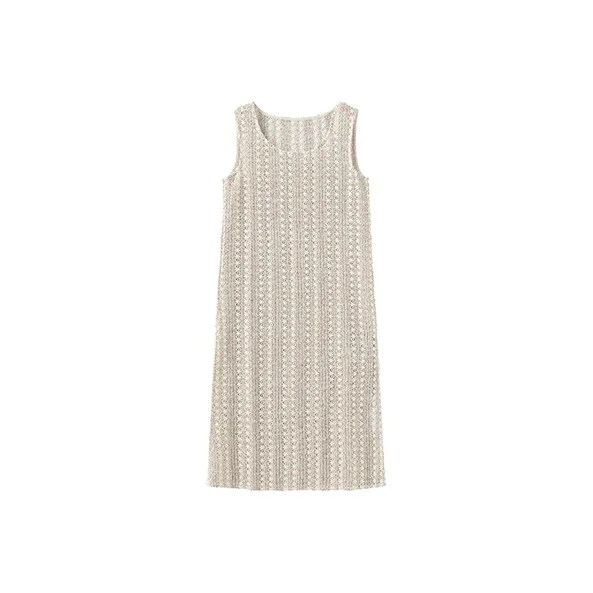 Cubic Sleeveless Dresses Women's Beige-0