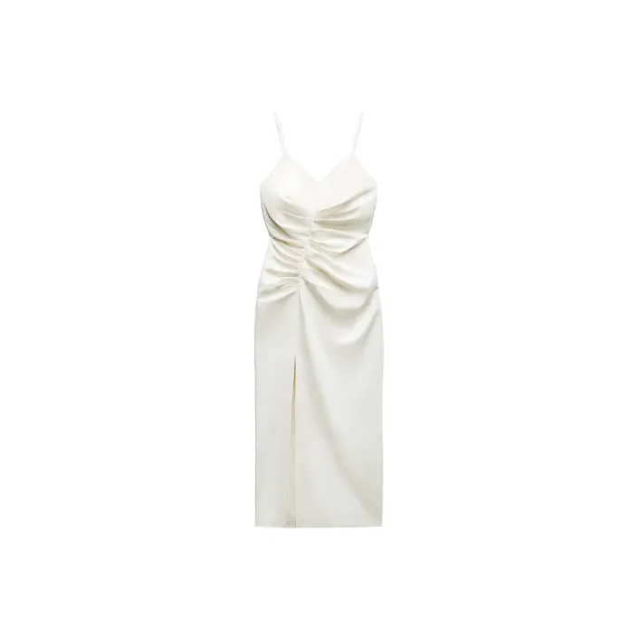 ZARA Slip Dresses Women's Light Beige-0