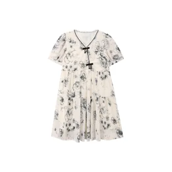 ZCDECO Short Sleeved Dress Women's Ink Wash