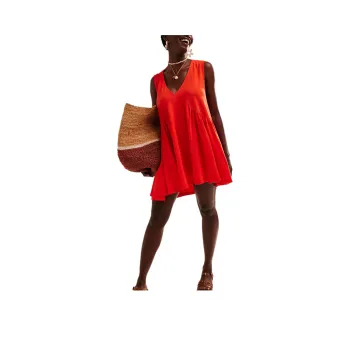 FREE PEOPLE On My Mind Mini Sleeveless Dress Women's Mandarin Red/Orange Red