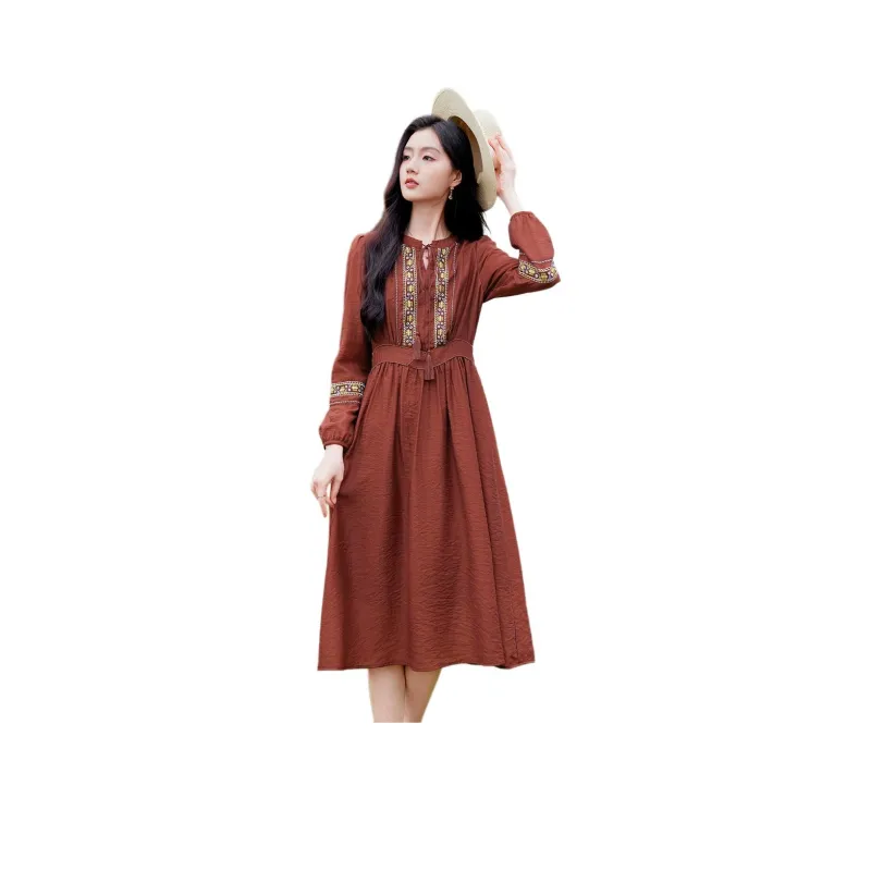 Like The Age Of Water Long Sleeved Dress Women's Red-0
