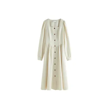 FANSILANEN Long Sleeved Dress Women's Beige Apricot