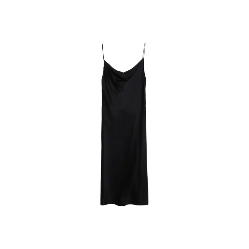 Roselingling Slip Dress Women's Elegant Black-0