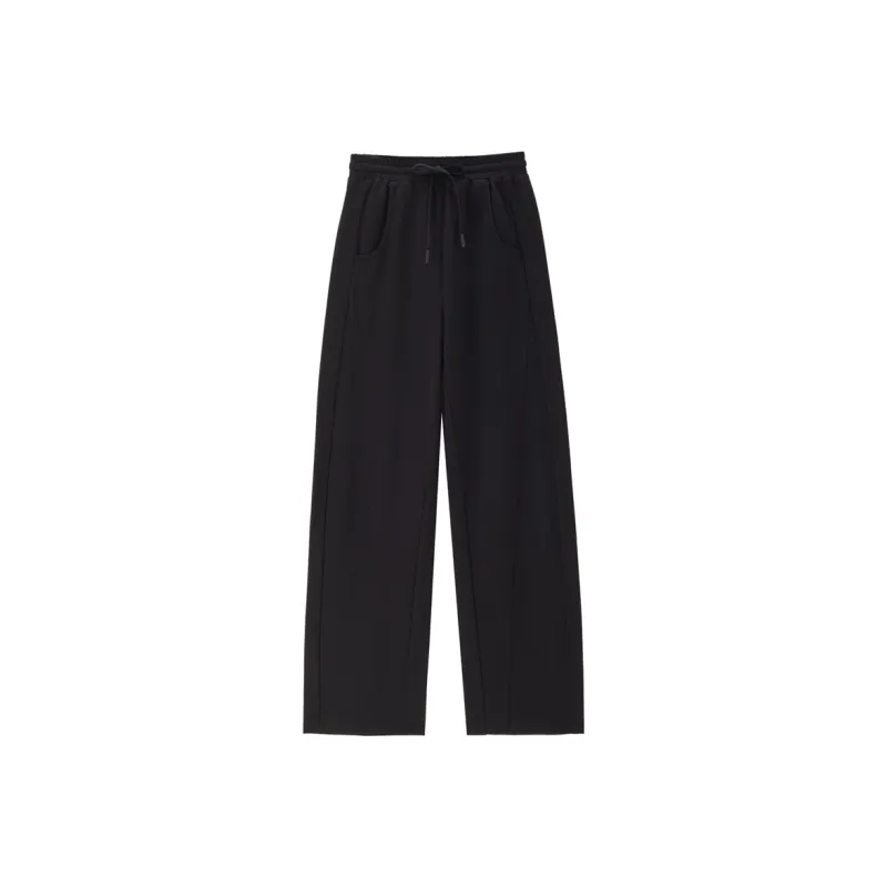 UNIQLO Knitted Sports Pants Women's Logo Black-0
