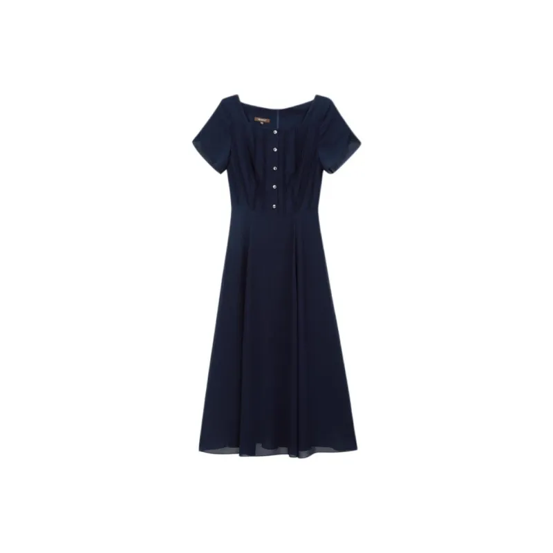 Yiner SS24 Short Sleeved Dresses Women's Navy Blue-0
