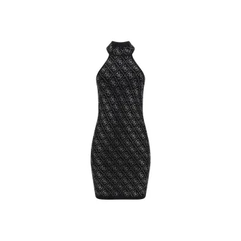 GUESS FW23 4g Logo Mini Sweater Dress Sleeveless Dress Women's Black