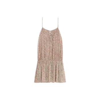 CELINE Gathered Mini Dress In Silk Georgette