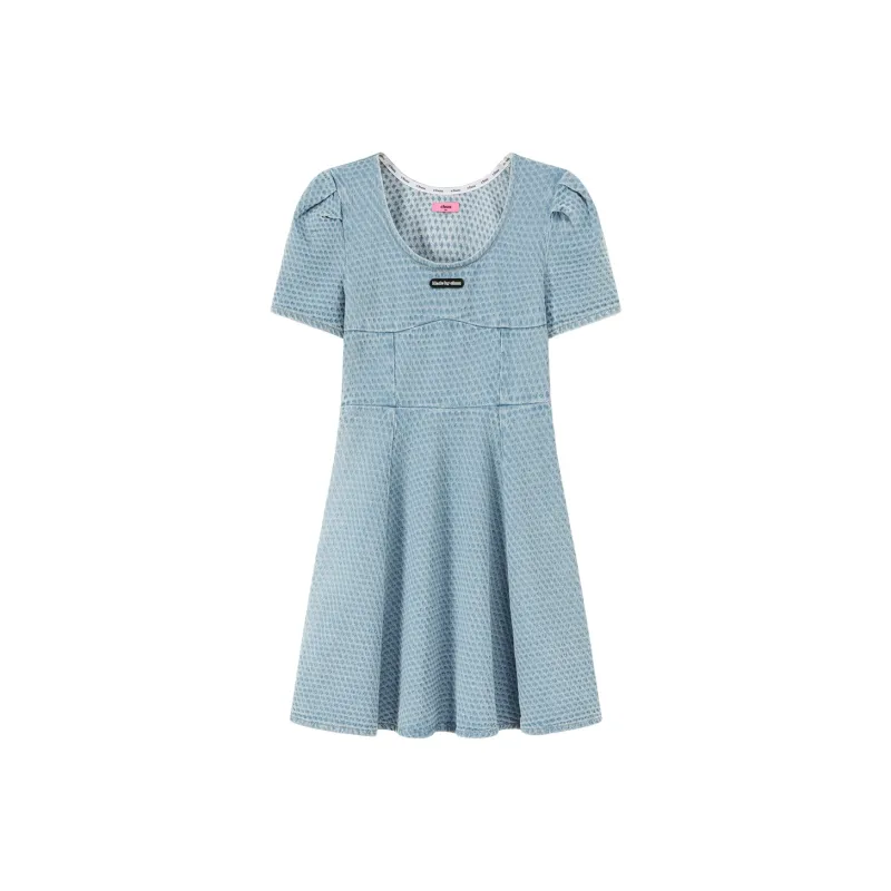 CHUU Short Sleeved Dresses Women's Light Denim Blue-0
