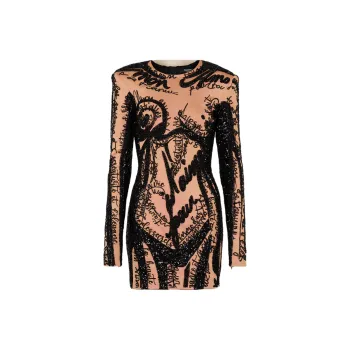 BALMAIN Embroidered body motif Mini Dress