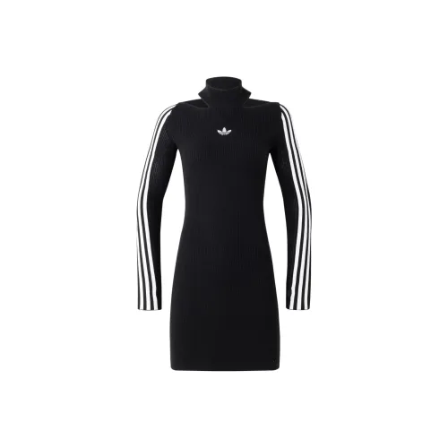 Adidas Originals Premium Knit Dress Long Sleeved Dresses Women's Black