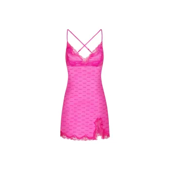 SKIMS JACQUARD LACE SLIP DRESS Slip Dresses Women's HOT PINK/Bright Pink