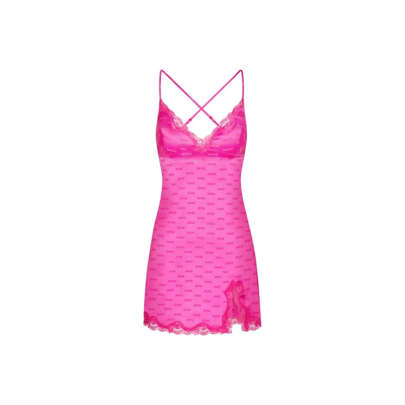SKIMS JACQUARD LACE SLIP DRESS Slip Dresses Women's HOT PINK/Bright Pink-0