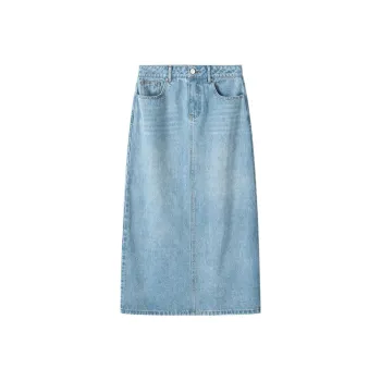 MOSIIMORII Denim Long Skirts Women's Light Blue