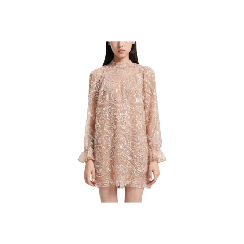 Self portrait Long Sleeved Dress Women's Silver-0