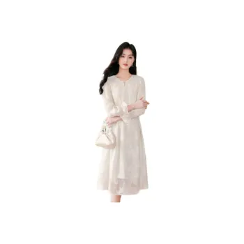 Like The Age Of Water Long Sleeved Dresses Women's Apricot