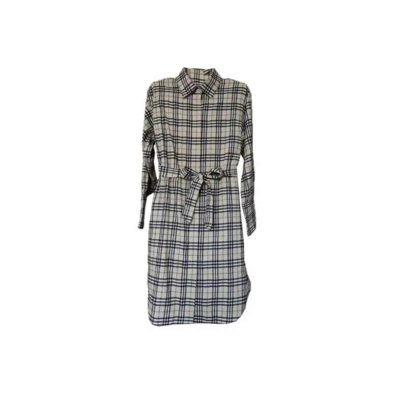 Burberry Long Sleeved Dresses Women's Gray-0