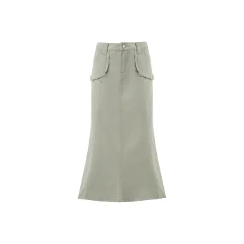 Wen Shan Denim Long Skirts Women's Mint Green