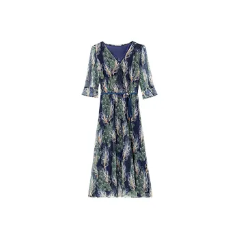 PAIN OR PLEASURE Summer Short Sleeved Dresses Women's Blue
