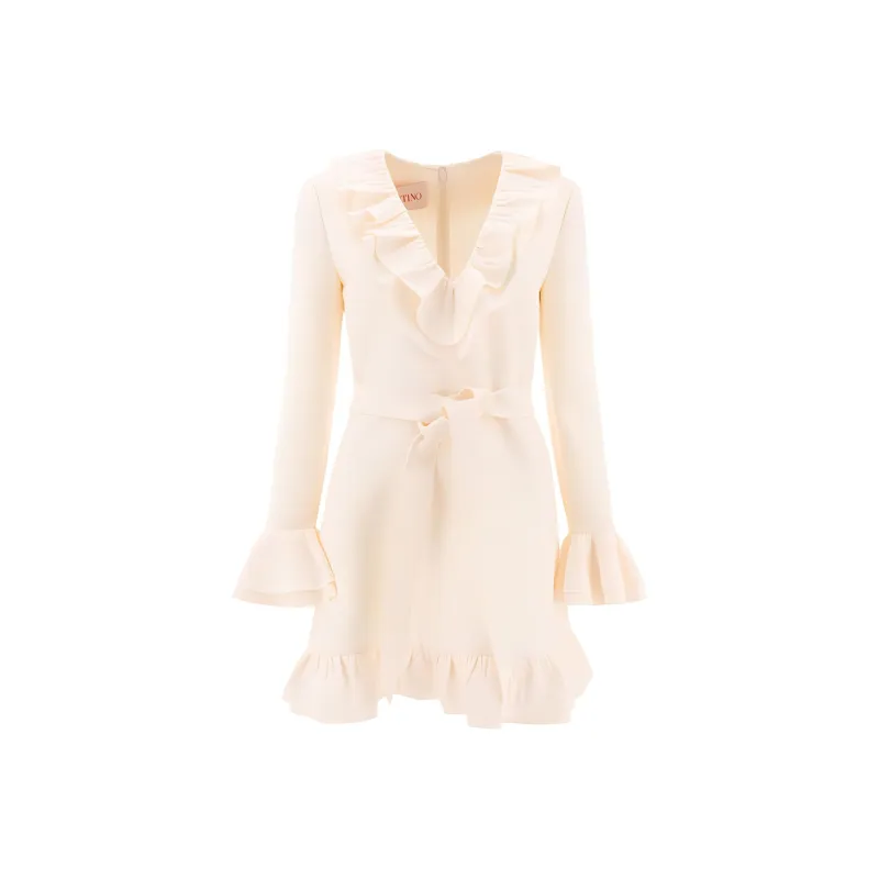 Valentino Long Sleeved Dress Women's White-0