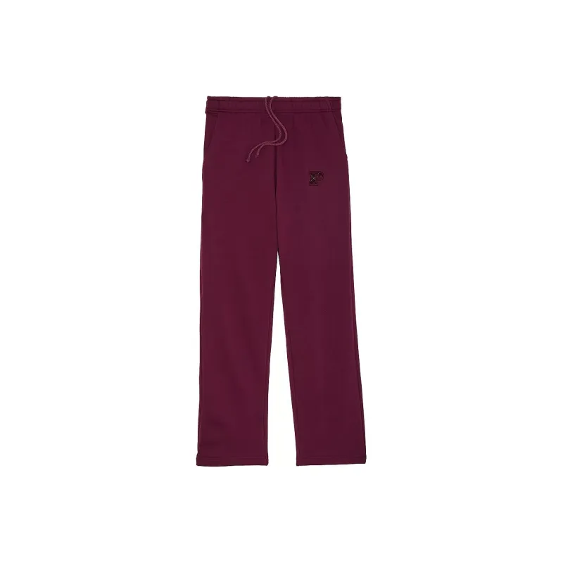 Victoria's Secret PINK Ivy Fleece Straight-Leg Sweatpants/Wild Rose Knitted Sports Pants Women's Wild Rose-0