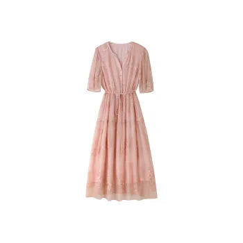 To The West Short Sleeved Dress Women's Pink