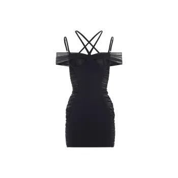 Mugler Ruched Halter Mini Dress
