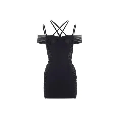 Mugler Ruched Halter Mini Dress
